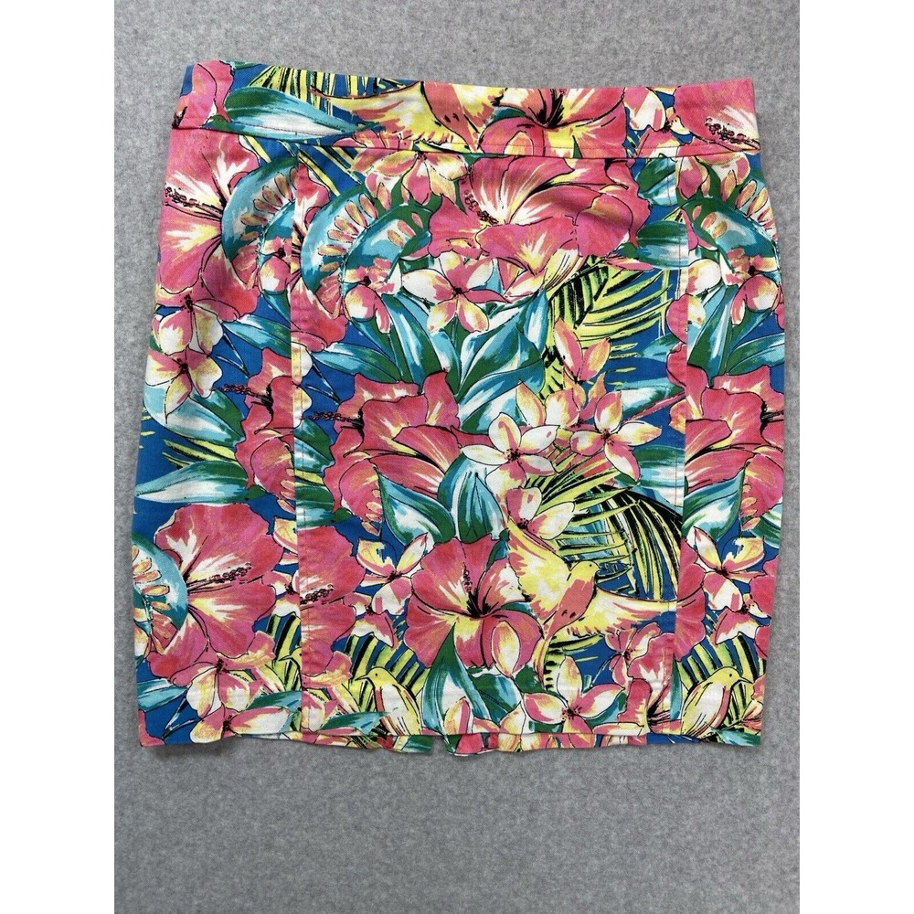 Loft Skirt Womens Medium Petite Pink Pink Flowers‎ Casual Work Summer Hawaii